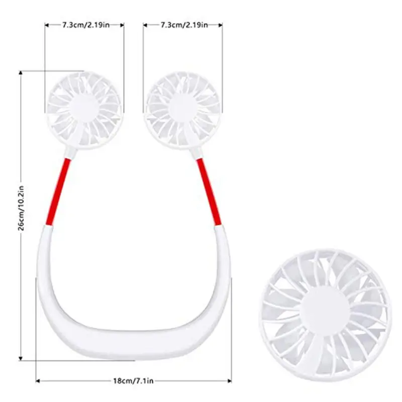 1 шт. Hands-free шейный ремешок руки-свободно висящий USB Перезаряжаемый двойной вентилятор мини-вентилятор летний портативный
