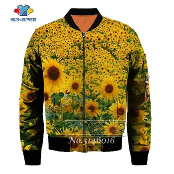 

SONSPEE Sunflower Flower 3D Print Harajuku top Flying jacket aviator pilot Men Bomber Jackets Women Fashion Casual Clothing F4