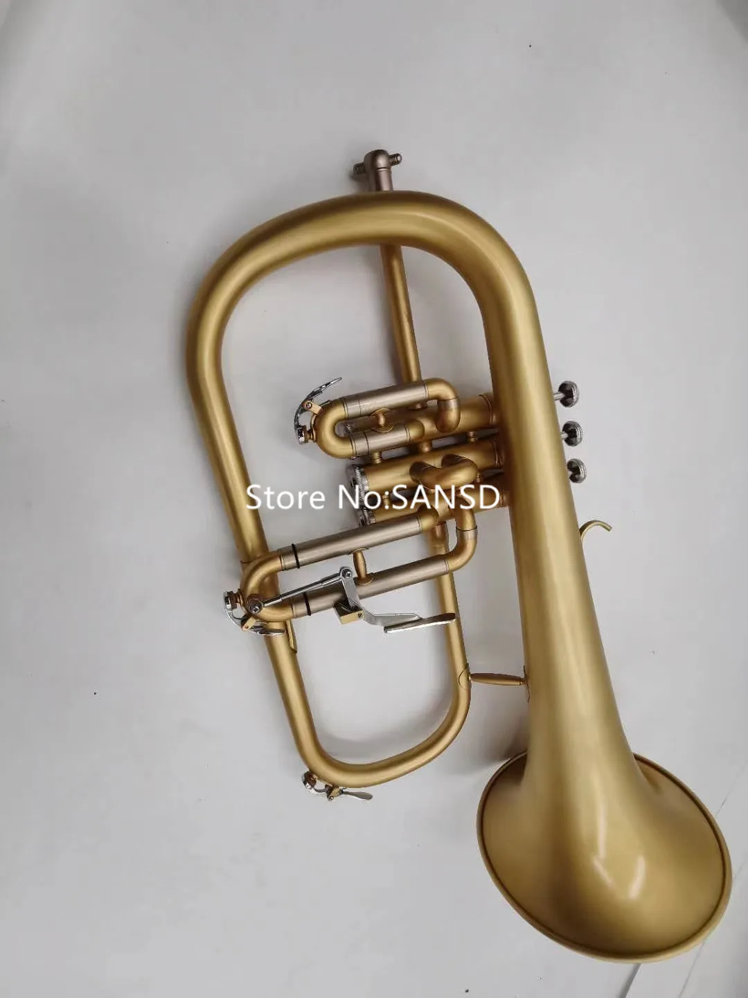 Description Picture 2 of itemReal Product Bb Tune Flugelhorn Brass Plated Professional Musical Instrument With Case Nozzle