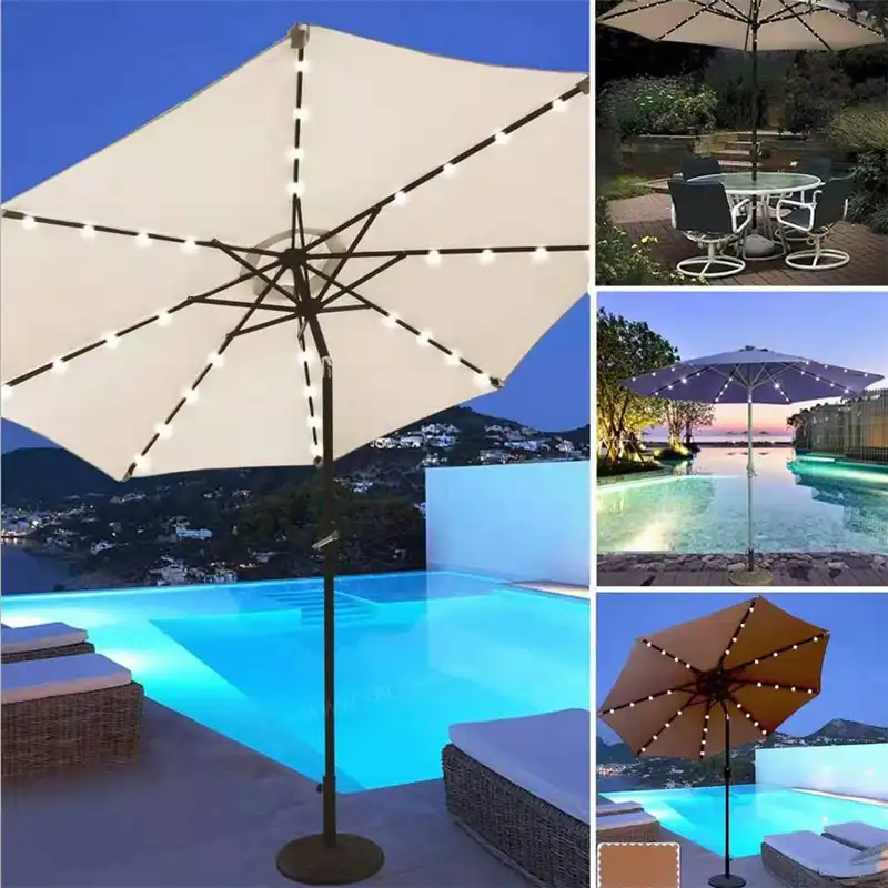 parasol with solar lights and bluetooth