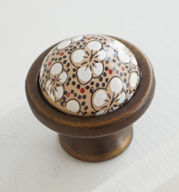 knob 3,7" 5" Керамические ручки для кухонного шкафа, круглые ручки с одним отверстием, 1,4" ручки для ящиков, ретро маленькие белые ручки для дверного шкафа с цветами - Цвет: knob