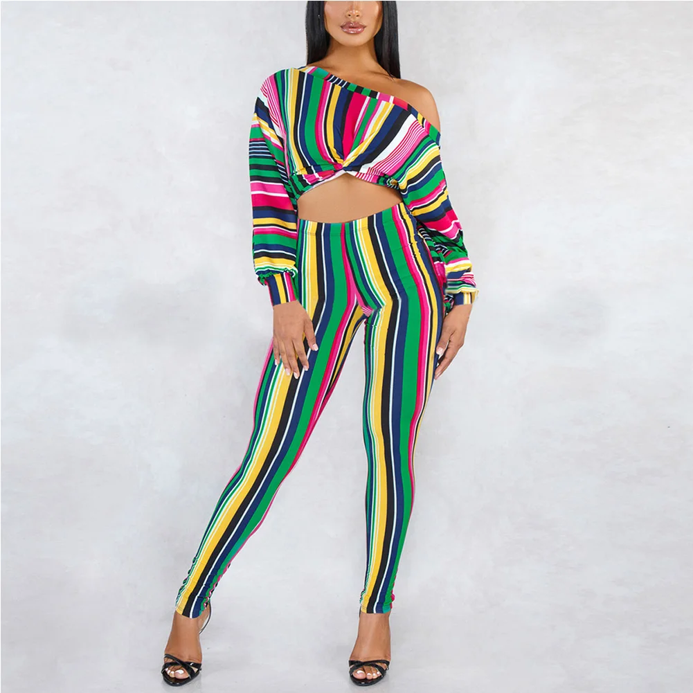 

Kureas African Clothes Women Dashiki Two pieces Set Puff Sleeve Tops and Pencil Pencil Pants Fashion National Print Outfit