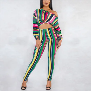

Kureas African Clothes Women Dashiki Two pieces Set Puff Sleeve Tops and Pencil Pencil Pants Fashion National Print Outfit
