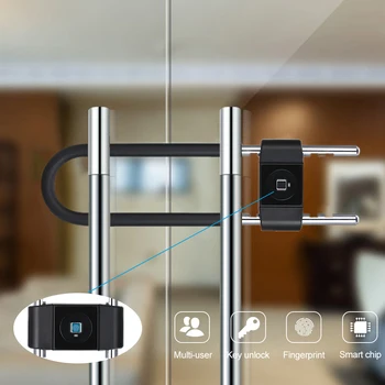 

New U Shape Fingerprint Lock Padlock Electric Lock With 2 Keys Bicycle Fingerprint Padlock for Scooter Bicycle Office Glass Door