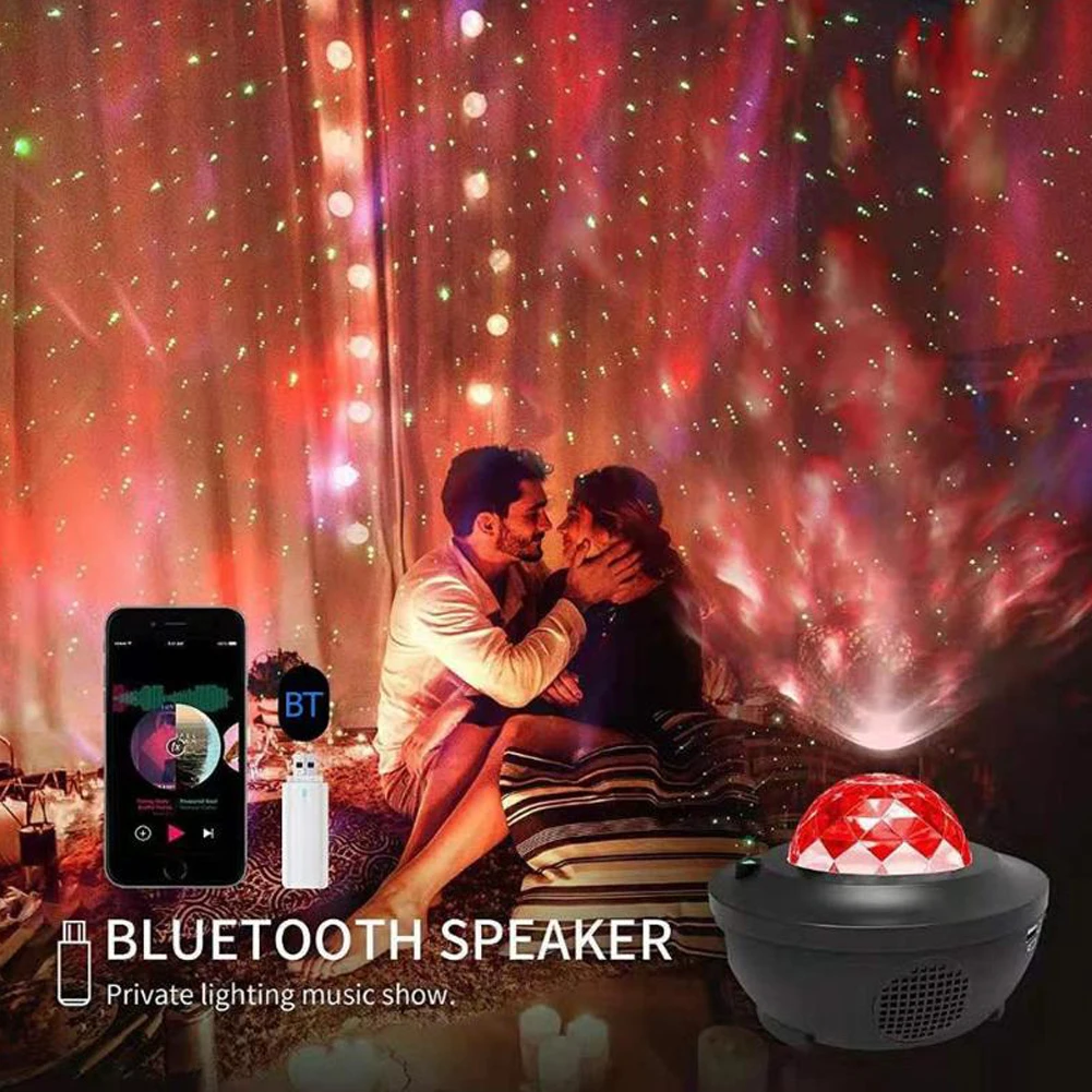 LED Star Night Light Lamp Music Starry Water Wave Colorful Starry Sky Projector Blueteeth Sound-Activated Projector Light Decor LED Star Night Light Lamp Music Starry Water Wave Colorful Starry Sky Projector Blueteeth Sound-Activated Projector Light Decor