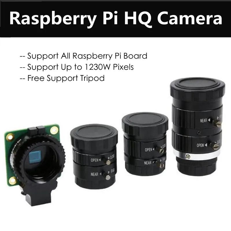 Original raspberry pi hq camera module with triple 6mm wide angle len