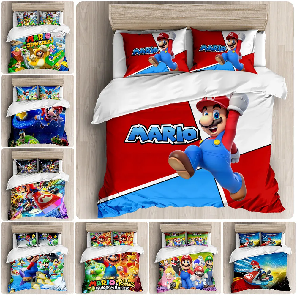 

Super Mario Customizable Quilt Cover Three-piece Set 3D Digital Print two-piece Set Foreign Trade Beddings