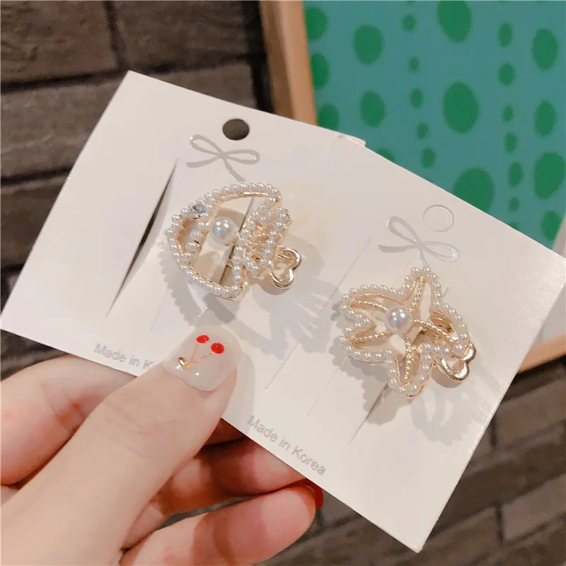 

HZ 2019 Elegant Hollow Fish Starfish Imitation Pearls Barrettes Hair Grip Hair Clip Headwear Hair Accessories For Women Girls