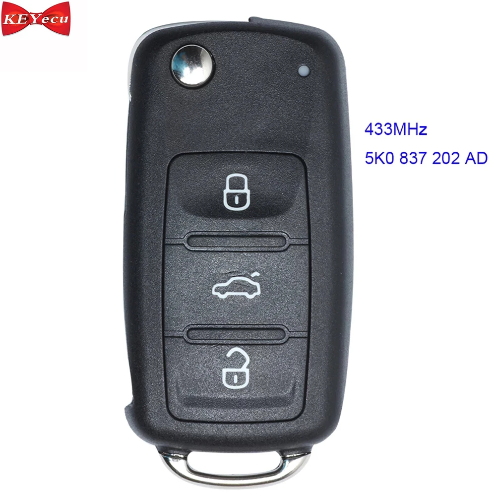 Брелок дистанционного ключа для Volkswagen Beetle RV Golf Sharan Tiguan VII Jetta EOS чип ID48 433 МГц 5K0 837 202