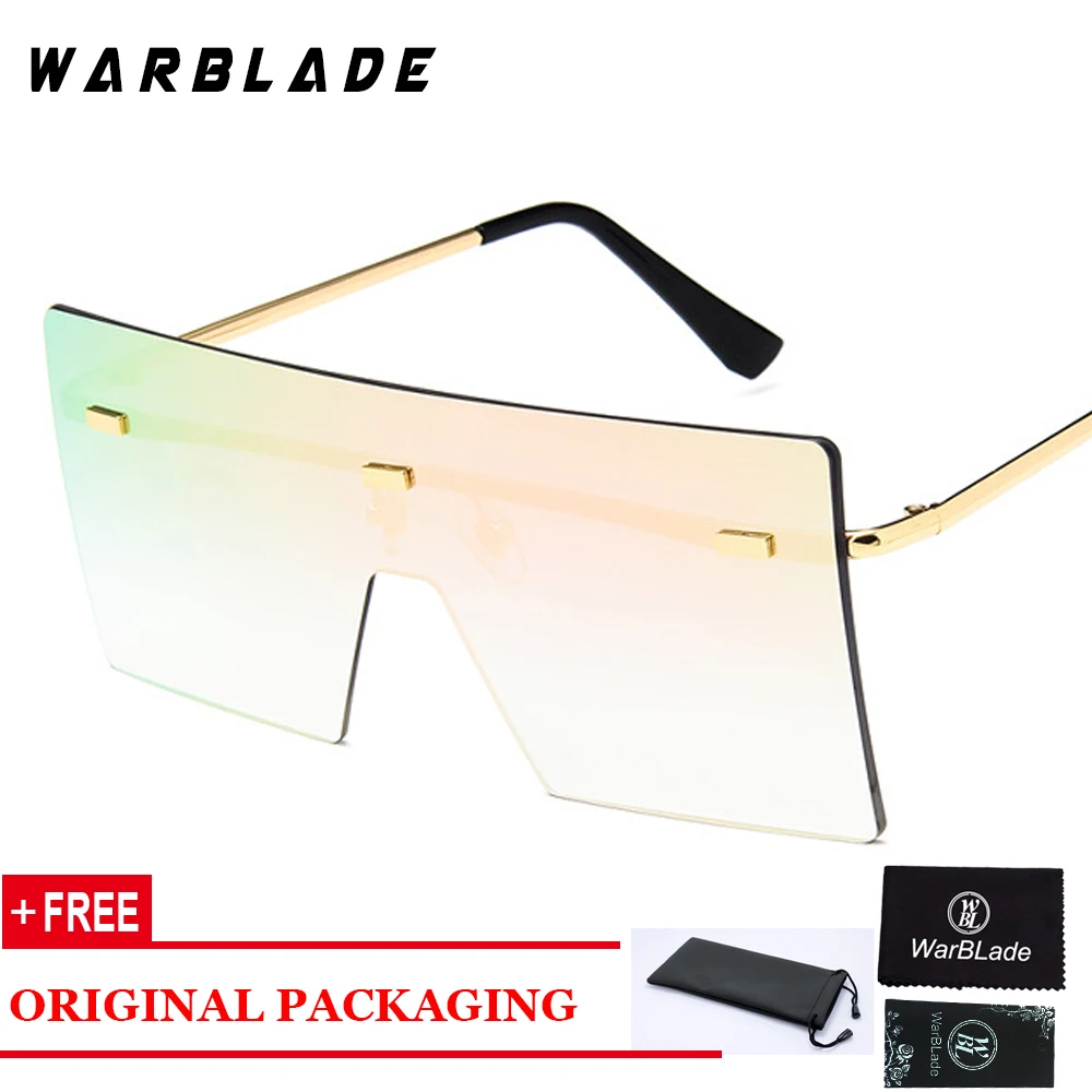 gold pink Женские солнцезащитные очки WarBLade, фирменный дизайн, уникальные квадратные негабаритные женские солнцезащитные очки s для женщин, винтажные металлические оправы для очков - Цвет линз: gold pink