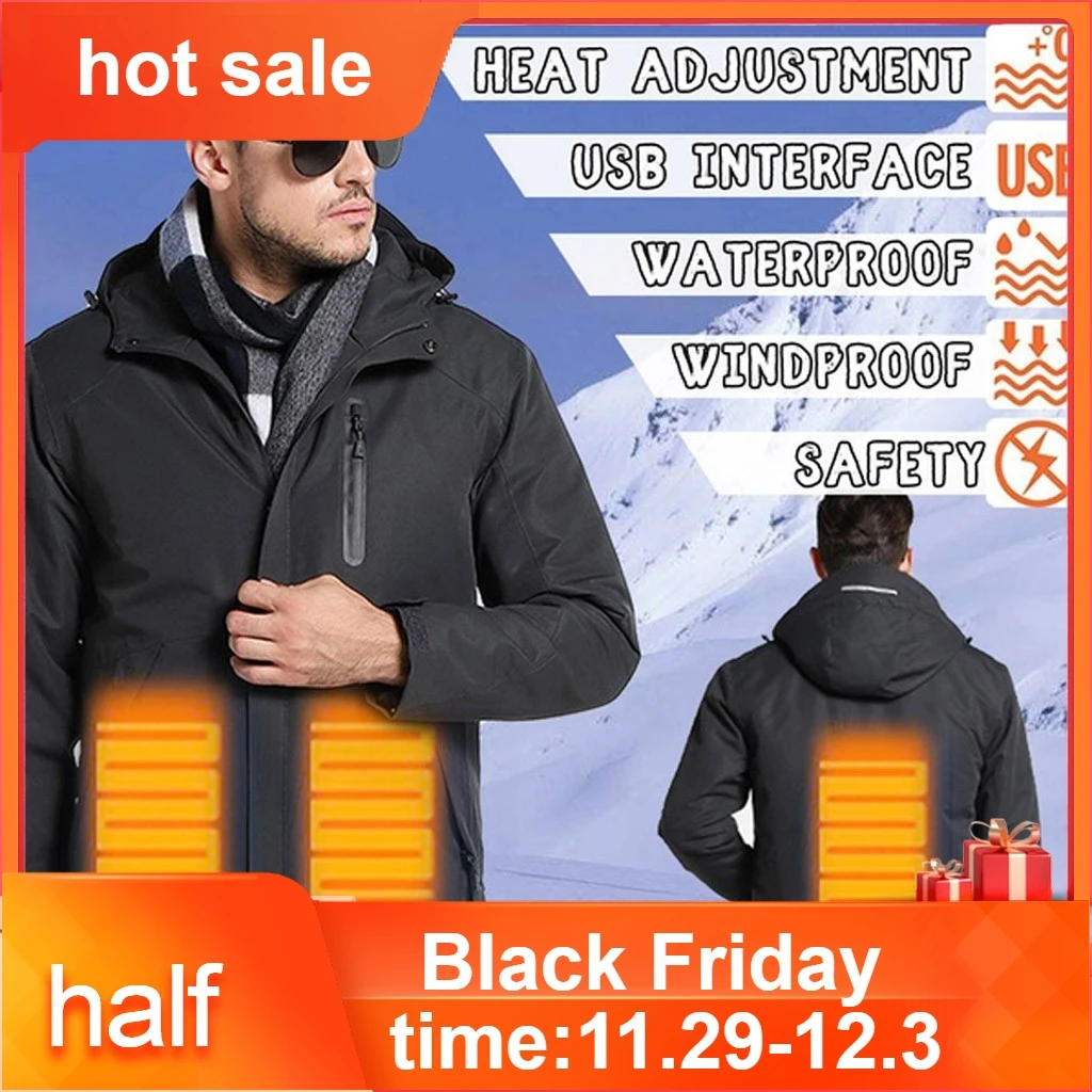 Зимняя мужская теплая куртка с тремя скоростными температурными режимами и зарядкой от usb, мужская куртка с капюшоном, новое поступление