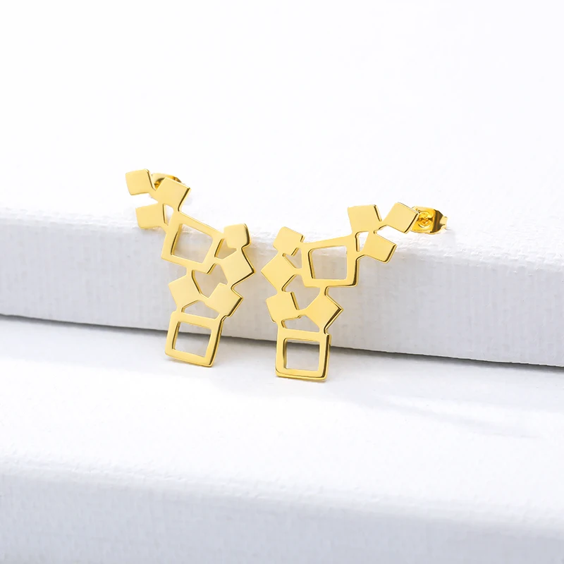 

Irregular Block Geometric Earring Gold Silver Stainless Steel Earrings For Women Girls Boho Simple Earrings Fashion Jewelry BFF