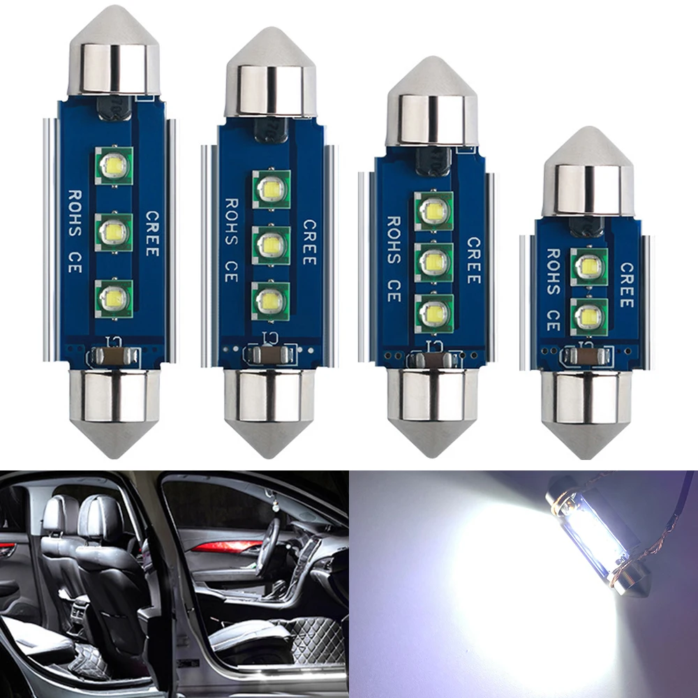 

2x C10W C5W LED Canbus Festoon 31mm 36mm 39mm 41 42mm for Car Bulb Interior Reading Light License Plate Lamp White Free Error