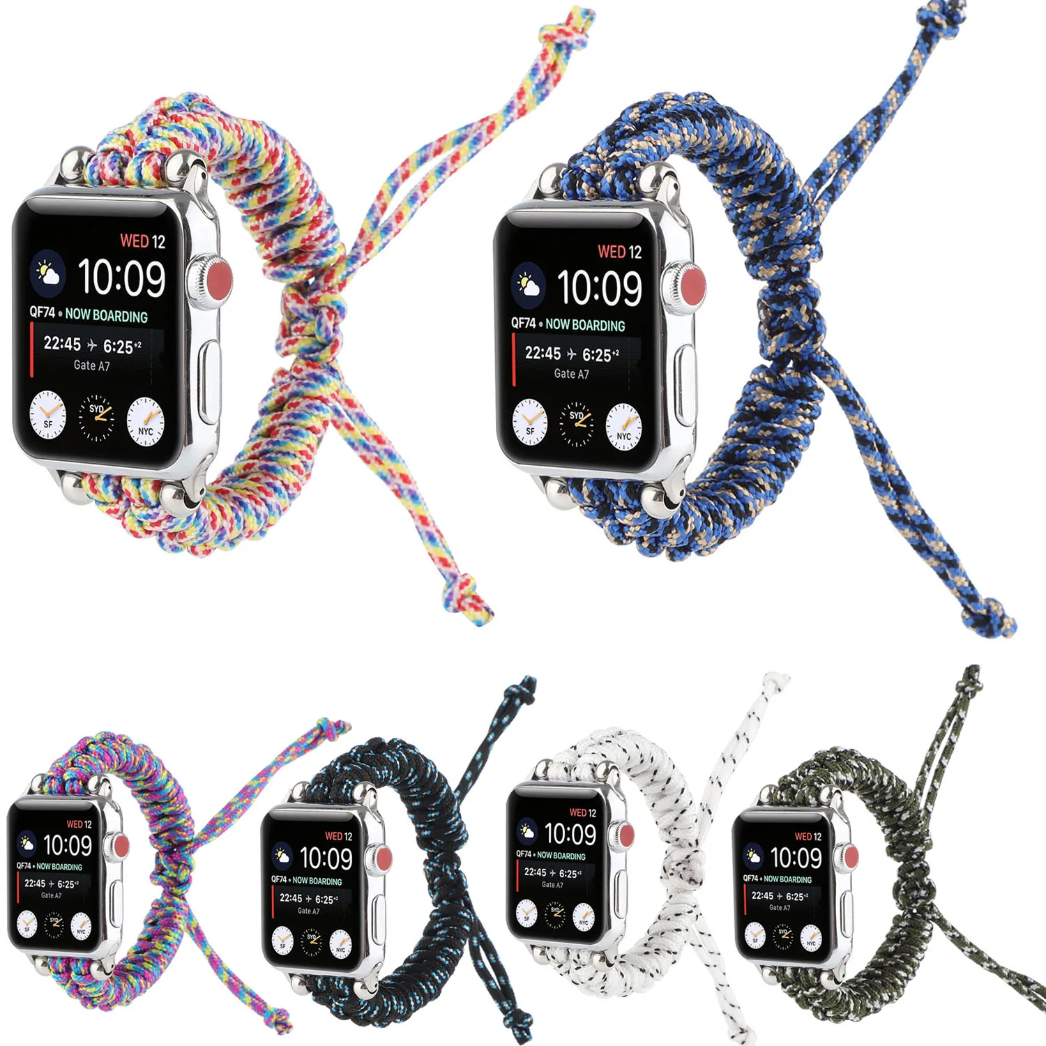 Нейлоновый Шнур для Apple Watch Series 5 4 3 2 1 Band 44 мм 40 iWatch 42 38 ручной работы цветной