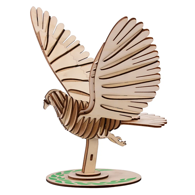 

Laser Cutting Wooden Diy 3D Puzzle Game Gift for Children Kid Friend Model animal Kits peace pigeon Popular Toy