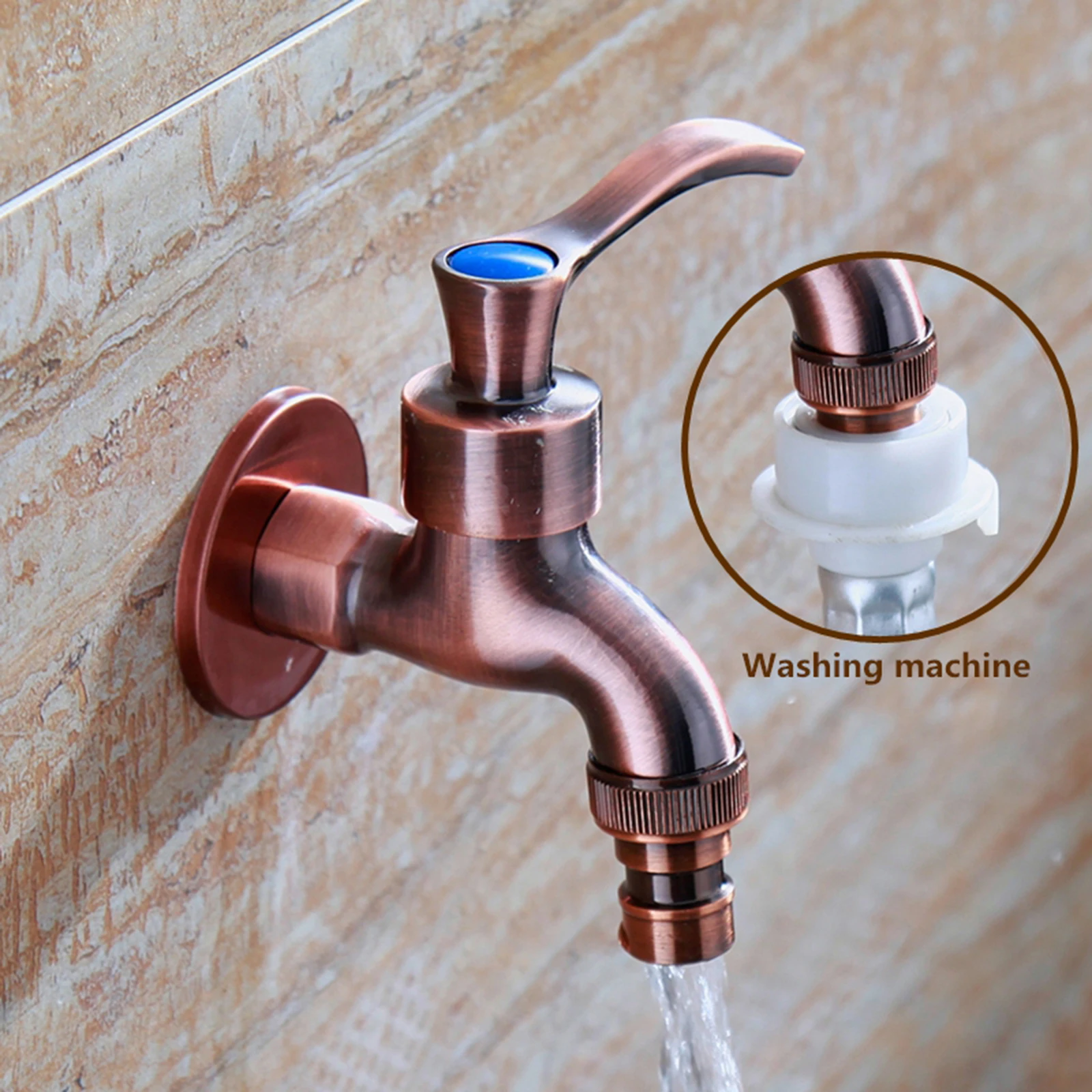 Antique Single Cold Faucet Washing Machine Tap Wall Mounted for Garden Pool