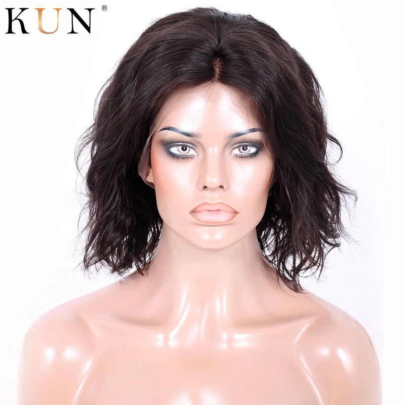 Short Lace Front Human Hair Wigs Natural Wave Bob Hairline Brazilian Remy 13x6 For Women | Шиньоны и парики