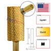 RolinStar 6.6 Large Barrel Gold Tungsten steel Carbide nail drill bits Nail Art Tools Burrs 3/32" Manicure Accessories 5