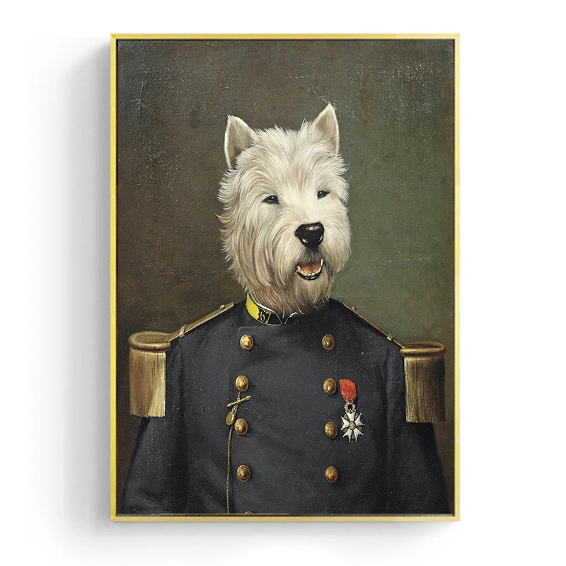 Винтажная классная собака, имитирующая себя на стену, художественные плакаты, принты с изображением животных, пальто, холст, живопись, Настенная картина для декора гостиной - Цвет: I