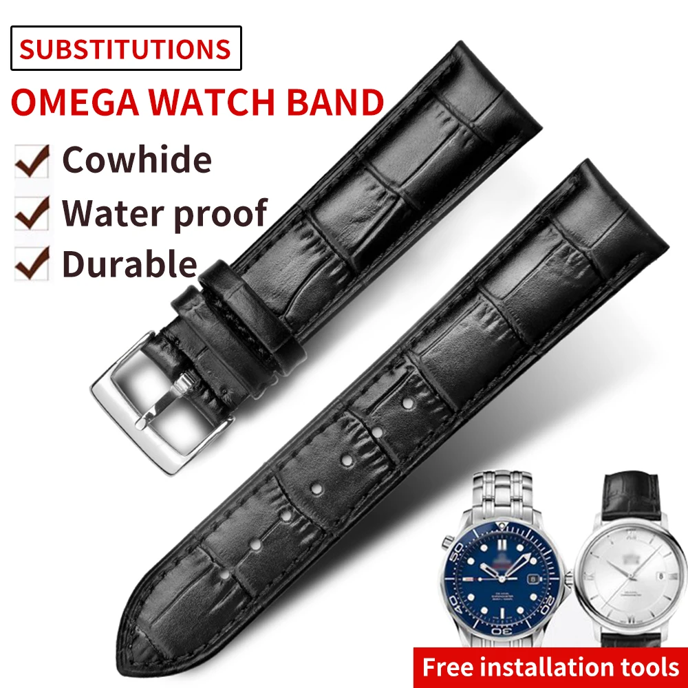 High Quality Leather Watchband 18mm 19mm 20mm Only Suitable For Omega De Ville Aqua Terra Speedmaster 1