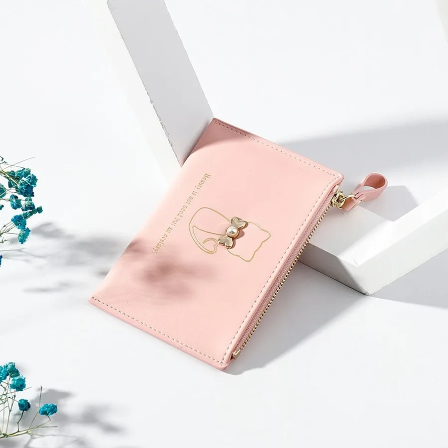 

Cute Cartoon Cat Printed Women Wallet Casual Multi-function Coin Purses Simple Thin Girls Wallets Lady Zipper Multi-card Holders