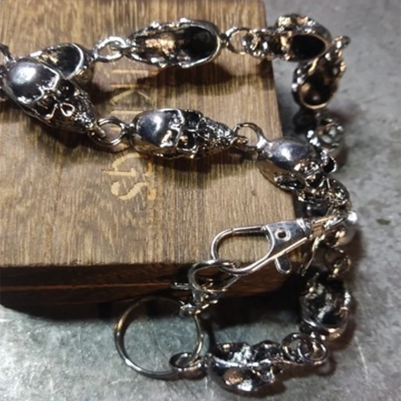 Slim Heavy Waist Chain Skull Wallet Chain for Men Biker Punk Key Chain Fashion Accessory