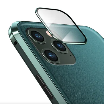 

Leather Glass Lens Case for iPhone 11 Pro Case Metal Bumper Luxury Shockproof Full Cover for iPhone 11 Pro Max Flip Case Shell