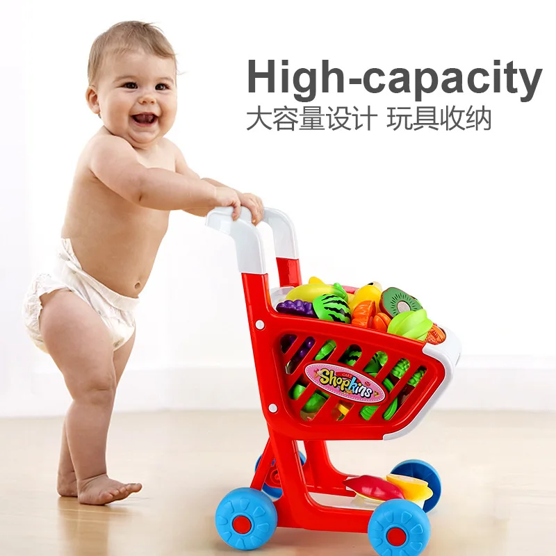 

Children Play House Toys Supermarket Model Shopping Cart Trolley GIRL'S And BOY'S Birthday Gift Support