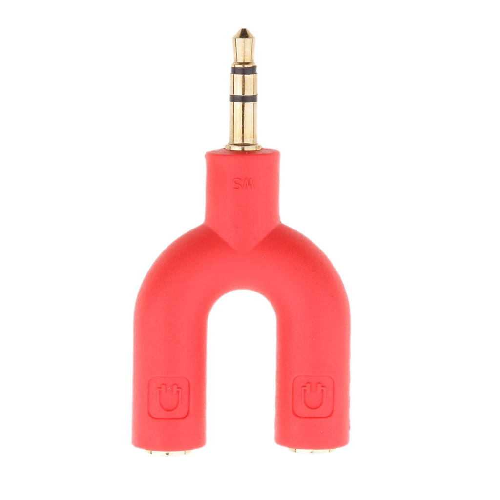 2Pcs 3.5mm Earphone Adapter Plug,U Shape Double Jack Stereo Headphone Splitter Cable Connector for PC Smartphone
