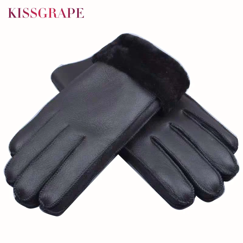 

2022 Winter Warm Natural Sheep Fur Gloves for Women Men's Genuine Leather Gloves Super Warm Unisex Woolen Fur Guantes for Ladies