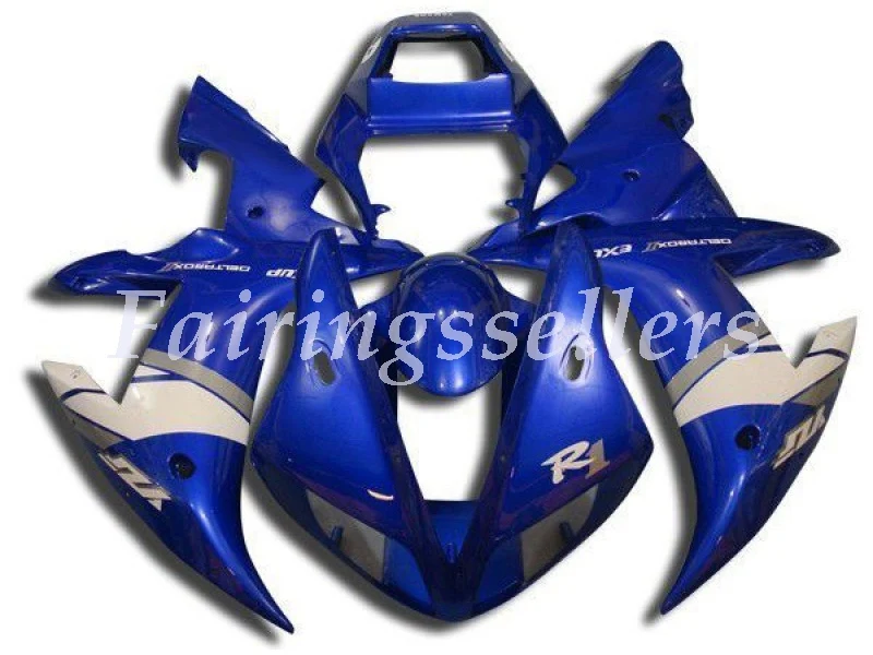 Горячая Распродажа, YZF1000 R1 02 03 полный комплект для Yamaha Yzf R1 02 03 спортивные обтекатели для мотоцикла(литье под давлением) черный и синий - Цвет: Blue and White