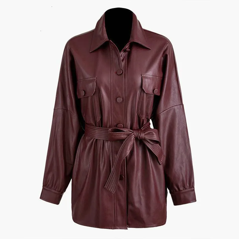 Leather Coat Single Breasted womens Motorcycle Coat Bow Lace Up dropshipping Jackets Faux Pu Leather Jacket B356 Leather Coat Single Breasted womens Motorcycle Coat Bow Lace Up dropshipping Jackets Faux Pu Leather Jacket B356