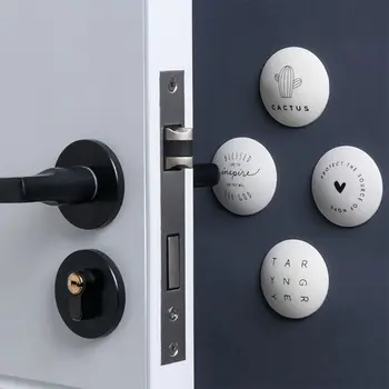 

4pcs Wall Protector Door Handle Silicone Bumper Guard Stopper Self Adhesive Rubber Round Home Back Door Crash Pads