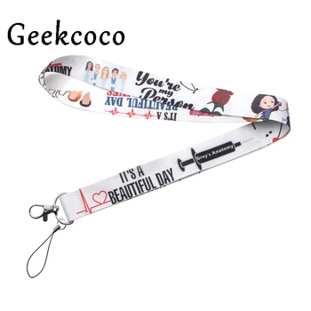 

10pcs/lot Grey's Anatomy Doctors keychains Accessory Safety Mobile Phone USB ID Badge Holder Keys Straps Tag Neck lanyard J0232
