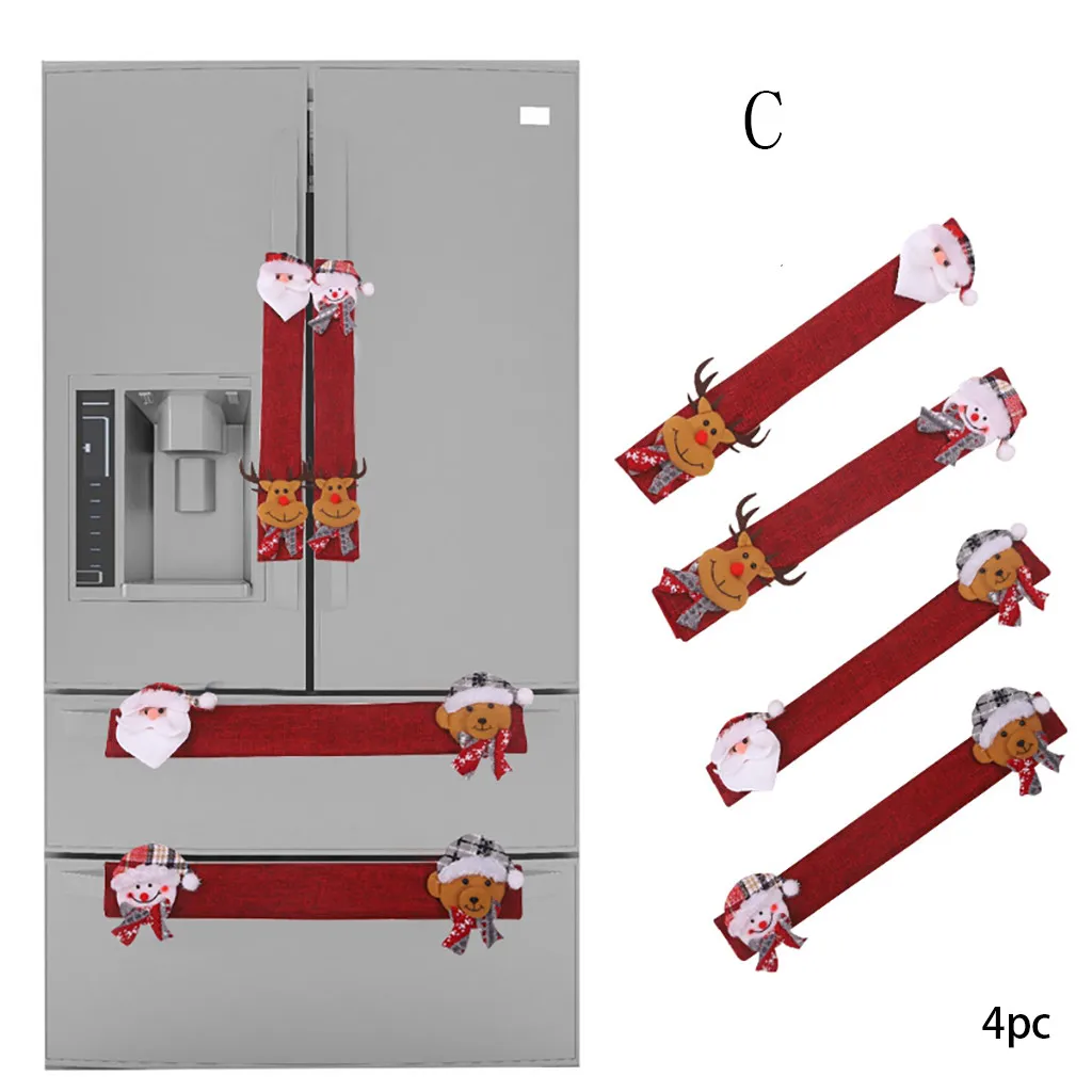 Рождественская Ручка дверцы холодильника крышка регулируемая для микроволновой печи посудомоечной машины ручка протектор Kerst Decoratie крышка ручки холодильника