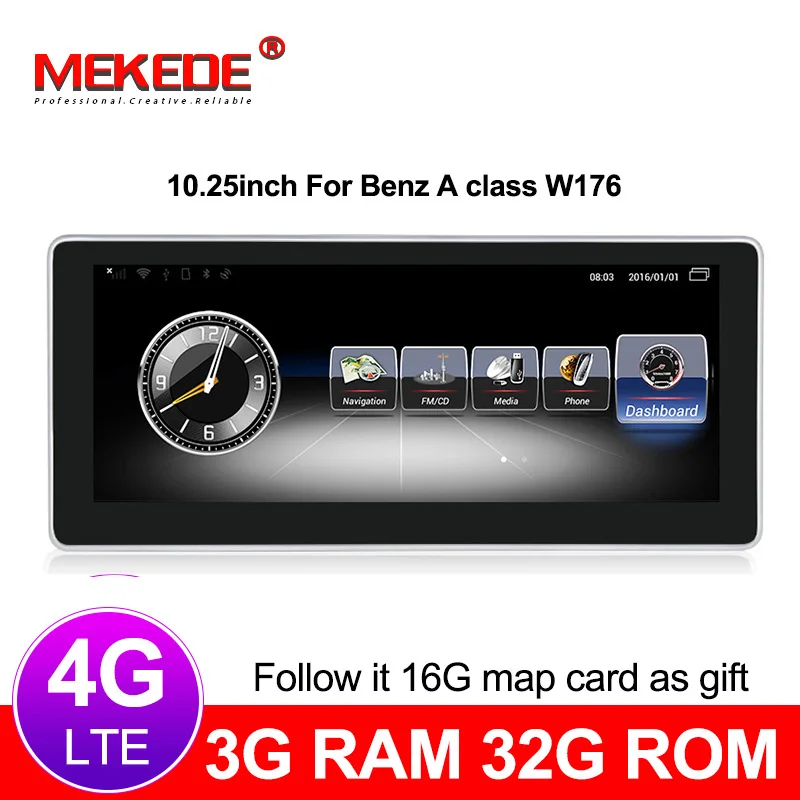 Cheap MEKEDE Car Multimedia Player 4G lte Android 7.1 3+ 32G Car DVD radio player  For Mercedes BENZ A class W176 2013-2015 NTG 4.5 0
