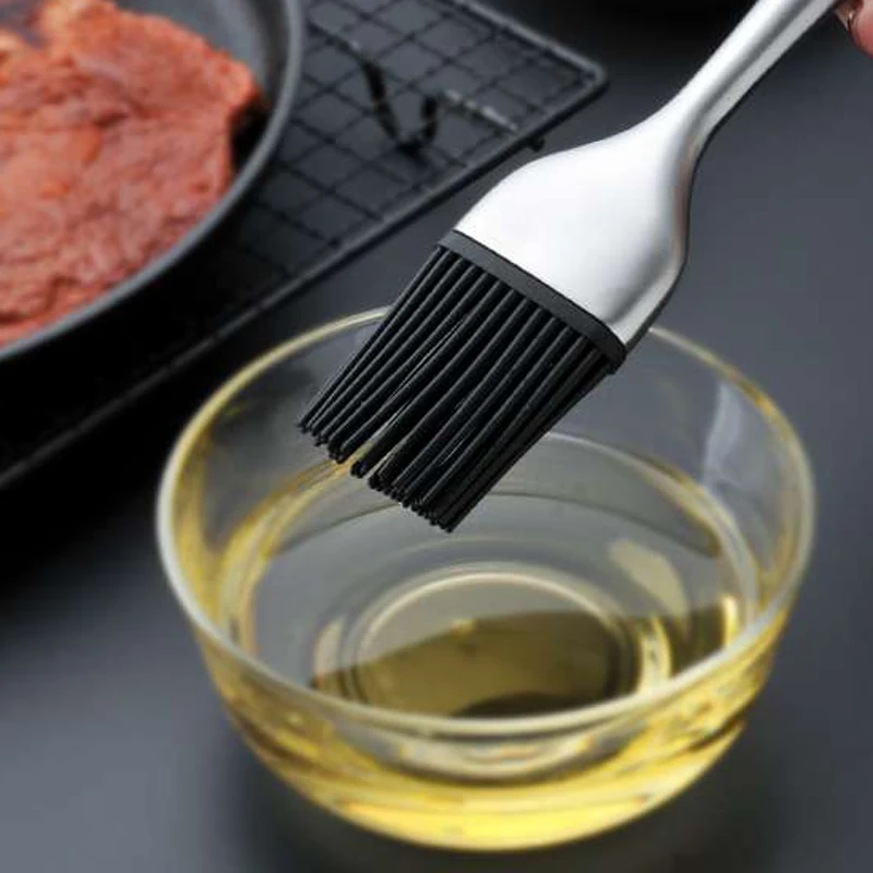 1Pc Silicone Basting Brush BBQ Grill Oil Sauce Brush Stainless Steel Handle Pastry Brush Butter Bread Baking Kitchen Accessories (6)