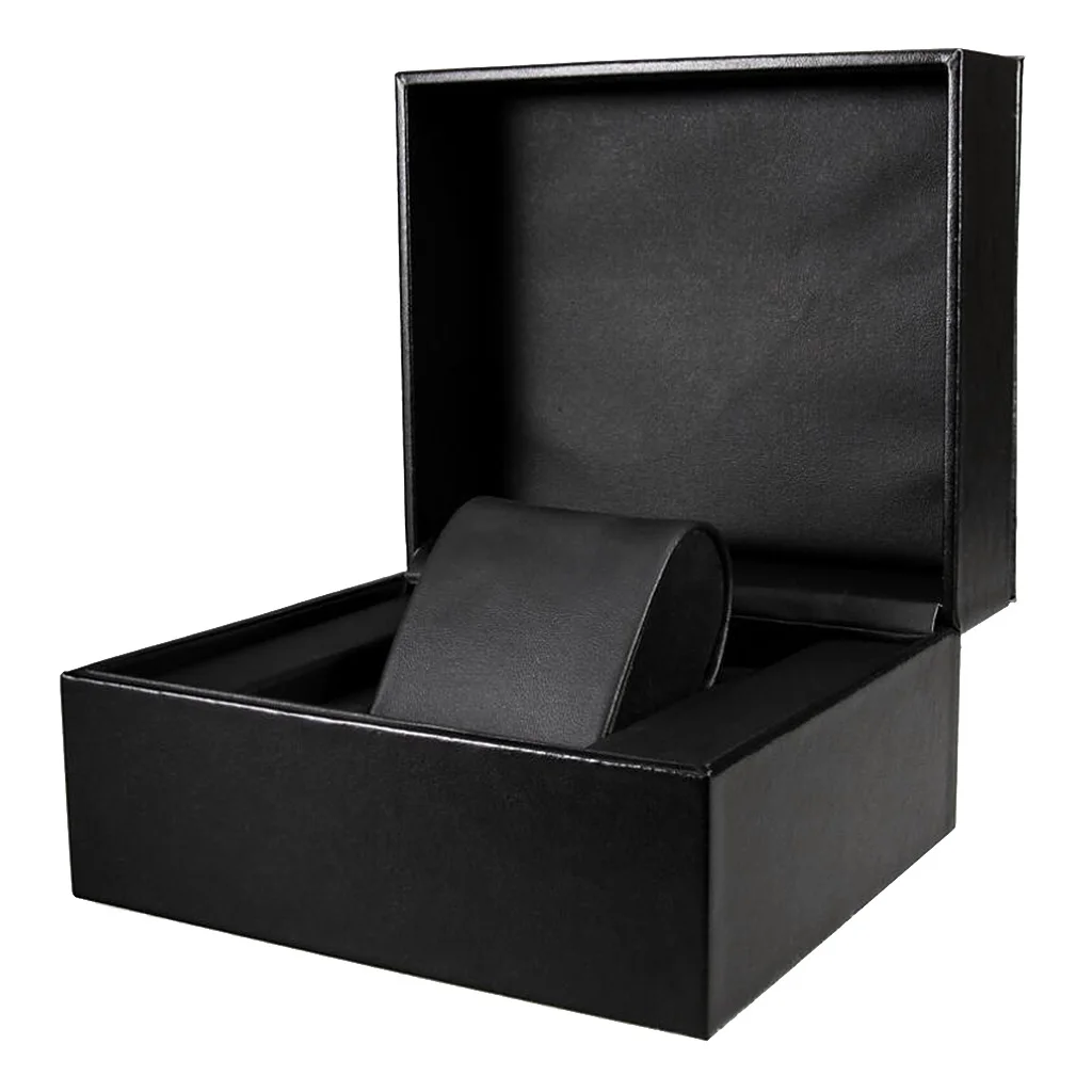Черная кожаная коробка для часов с одним слотом, чехол для хранения ювелирных изделий, органайзер для хранения
