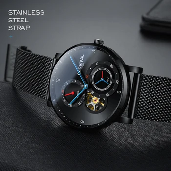 

CARNIVAL Automatic watch men Blue needle Small second dial 24 hours display Fashion Tourbillon Mechanical Watches Montre homme