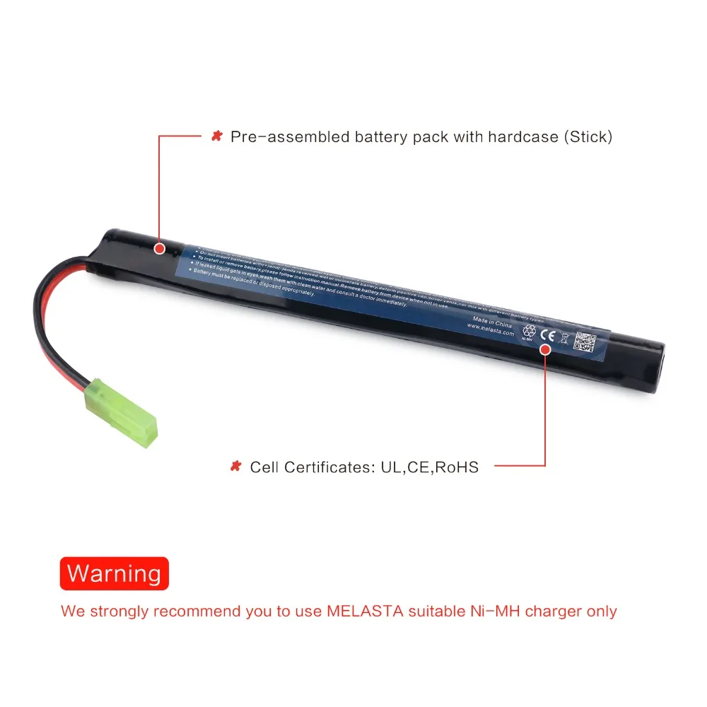 

1600mAh 7S 2/3A 8.4v Stick NIMH Airsoft Guns Battery Pack with Mini Tamiya Connector for Airsoft Mini AK series 2PCS