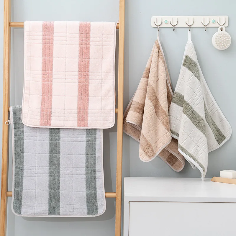 Новый стиль домашнее полотенце пара простая решетка вязание коралловый бархат
