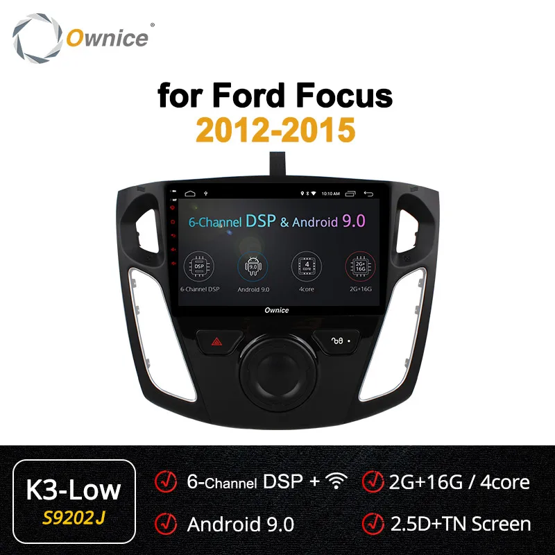 Ownice, Восьмиядерный, Android 9,0, автомобильный Радио плеер, gps, Navi, для Ford Focus 3, 2012, 2013,,, k3, k5, k6, 4G, DSP, 360, панорама, оптическая - Цвет: S9202 K3-Low