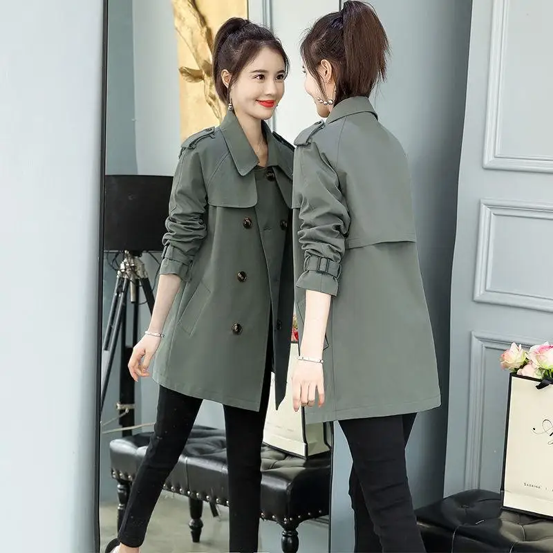 army green Пальто для женщин осень зима двубортное приталенное пальто Casaco Feminino Abrigos Mujer Новая повседневная верхняя одежда T316 - Цвет: army green