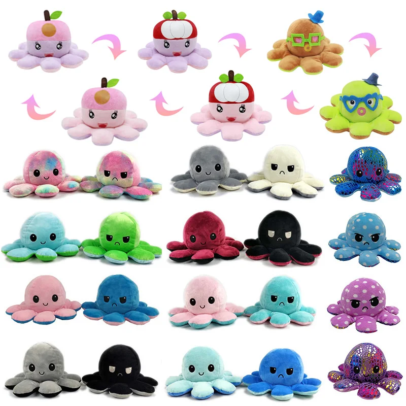 

Pieuvre Reversible Flip Octopus Plush Stuffed Toy Peluche Soft Animal Cute Animal Doll Children Gifts Baby Companion Plush Toy