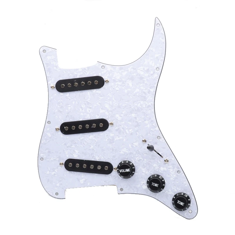 Многоцветный ST Pickguard схемы SSS W/B/W с черным звукоснимателем - Цвет: White Pearl