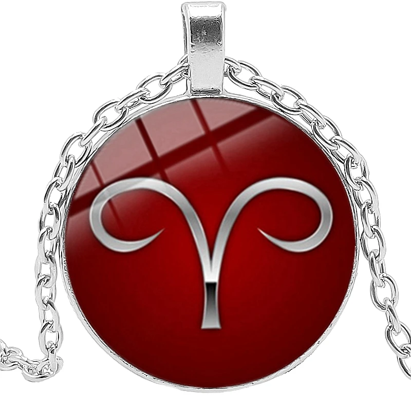 

12 Zodiac Double Side Glass Pendant Necklace Leo Virgo Taurus Gemini Scorpio Necklace 12 Constellations Men Women Jewelry
