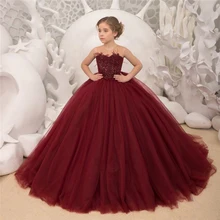 cheap burgundy flower girl dresses