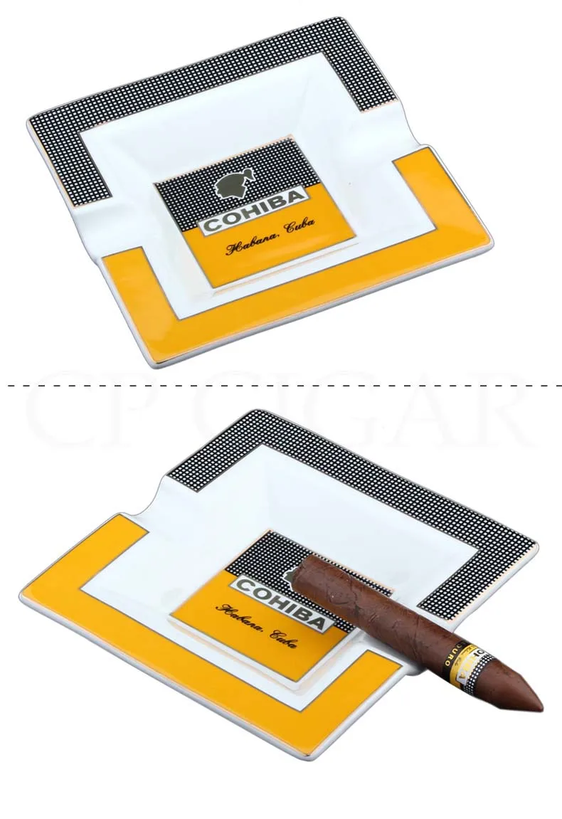 COHIBA пепельница для сигар, керамическая переносная домашняя пепельница, большая пепельница для сигар, пепельница, роскошная квадратная, Cenicero, для улицы, W/Подарочная коробка