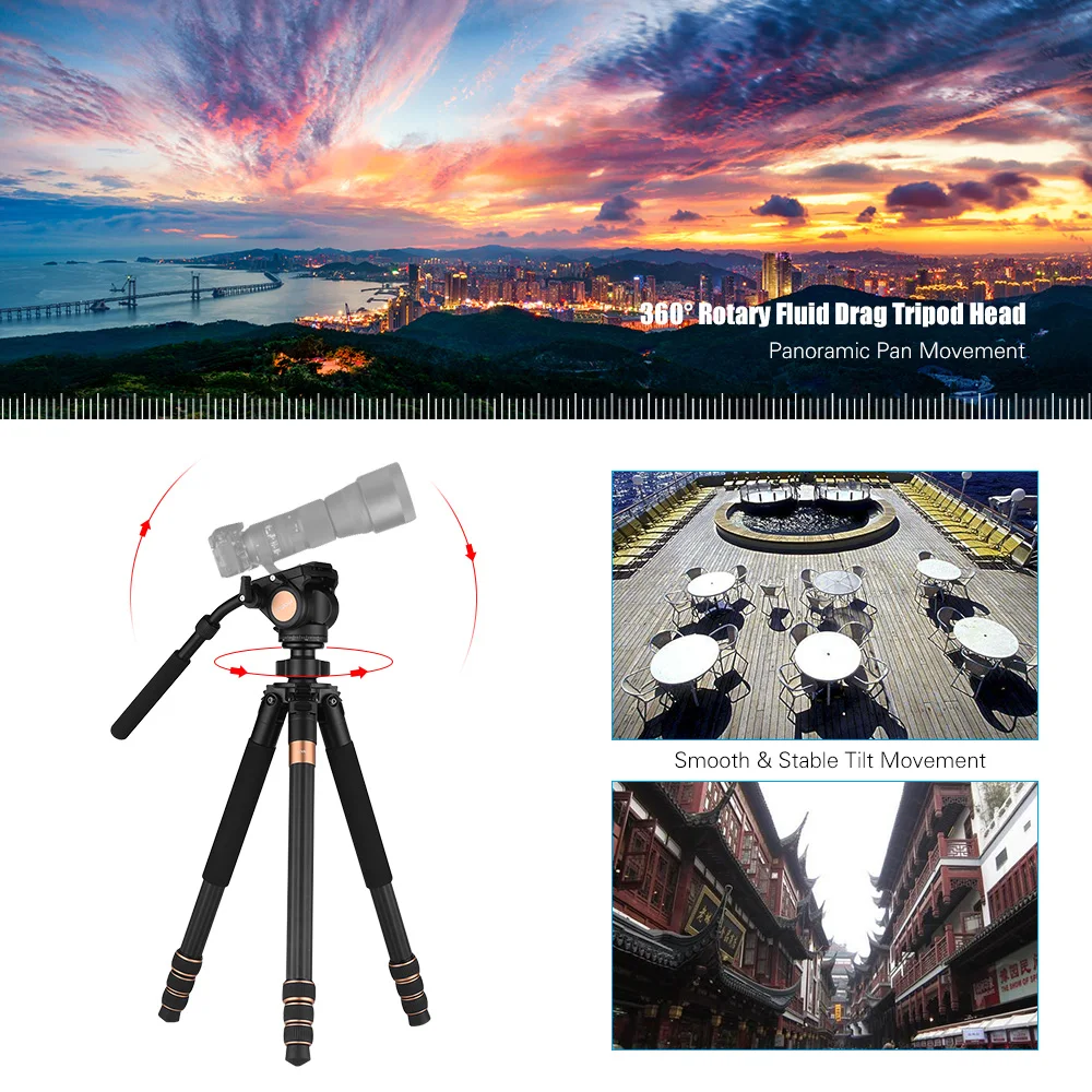Andoer 6" Профессиональный штатив для камеры Canon Nikon sony DSLR штатив для камеры с подвижной головкой из углеродного волокна Максимальная нагрузка 15 кг