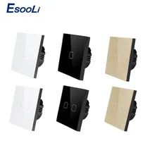 Esooli ЕС/Великобритания Стандартный сенсорный выключатель белый кристалл стеклянная панель сенсорный выключатель 1 банда 1 способ света стены только сенсорный функция переключатель